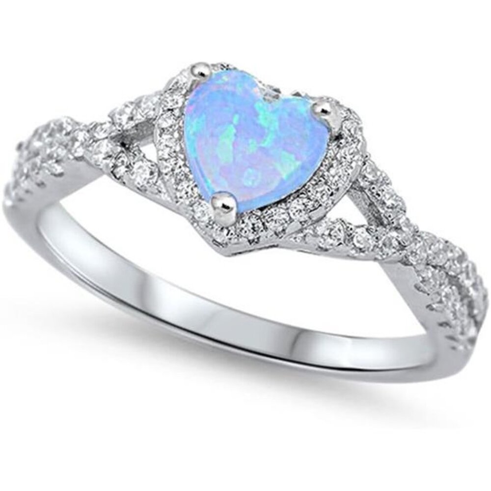 Sterling Silver Heart Halo Cubic Zirconia Promise Ring